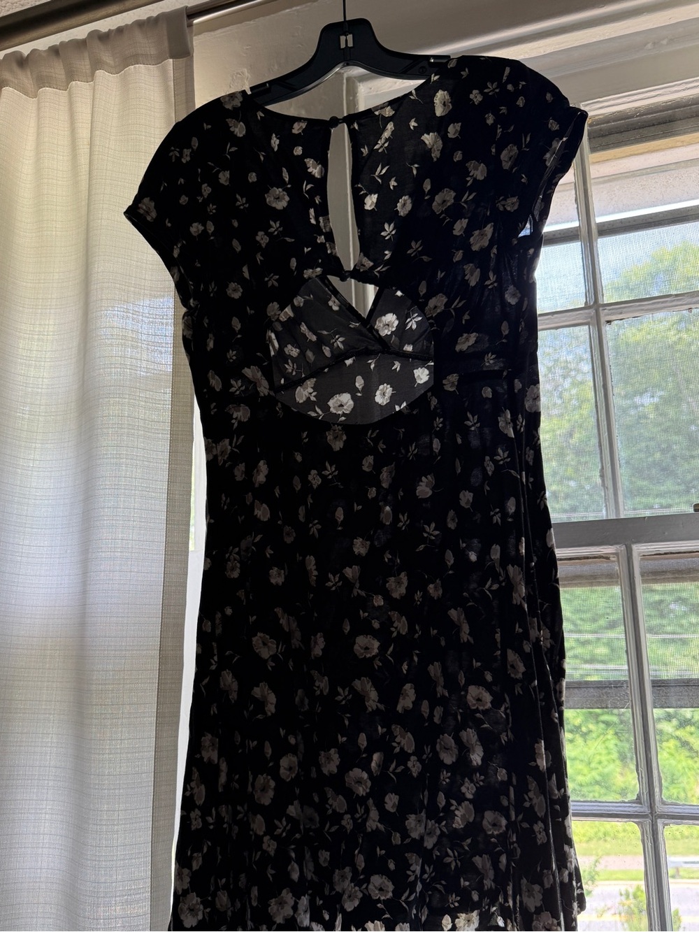Free people Black Floral Cutout back Dress